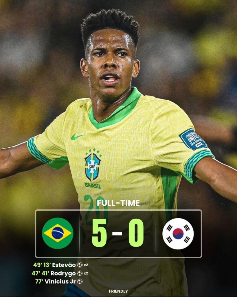 estevai shining when Brazil Dominates South Korea 5-0